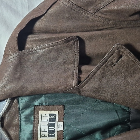 Pelle Cuir Men's Brown Full Length Leather Trench Coat Sz M GORGEOUS!! - Picture 8 of 17